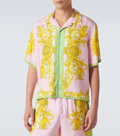 Versace Printed Silk Twill Shirt In Multi