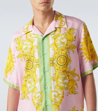 Versace Printed Silk Twill Shirt In Multi