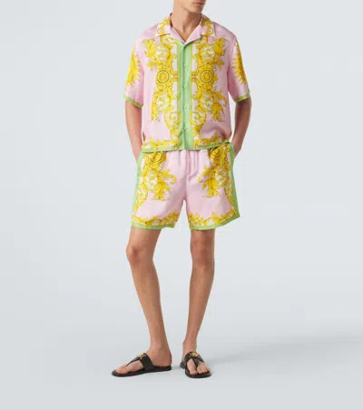 Versace Printed Silk Twill Shirt In Multi