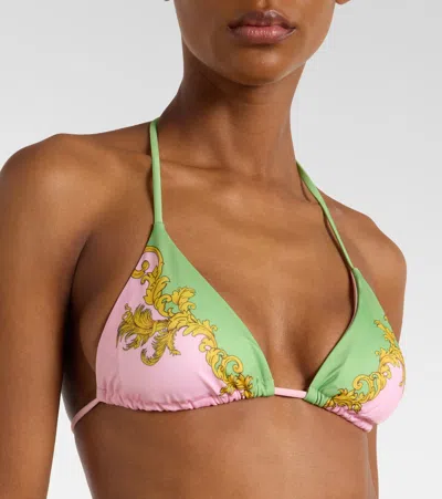 Versace Printed Bikini Top In Multi