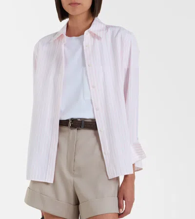 Max Mara Cotton T-shirt With Monogram And Patch Pocket In White