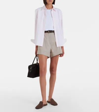Max Mara Cotton T-shirt With Monogram And Patch Pocket In White