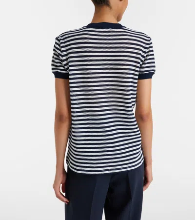 Max Mara Striped-pattern Embroidered-logo T-shirt In Brown