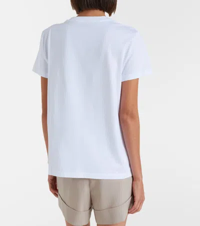 Max Mara Cotton T-shirt With Monogram And Patch Pocket In White