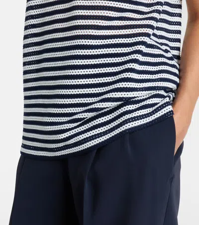 Max Mara Striped-pattern Embroidered-logo T-shirt In Brown