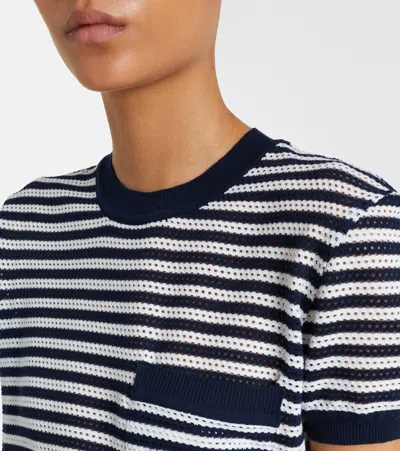 Max Mara Striped-pattern Embroidered-logo T-shirt In Brown