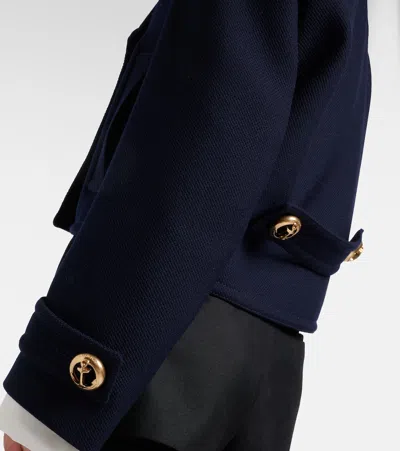 Balenciaga Double-breasted Wool Jacket In Blue