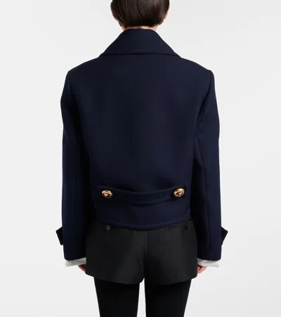 Balenciaga Double-breasted Wool Jacket In Blue