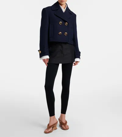 Balenciaga Double-breasted Wool Jacket In Blue