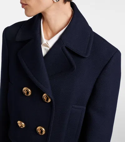 Balenciaga Double-breasted Wool Jacket In Blue