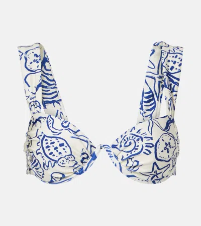 Simkhai Womens Blueberry Multi Anniston Ruched Bikini Top In Multi