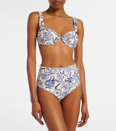 Simkhai Teya Ruched High-rise Bikini Bottoms In Multi