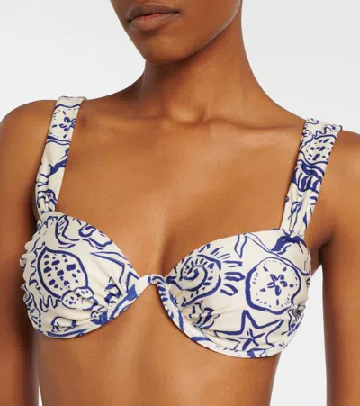 Simkhai Womens Blueberry Multi Anniston Ruched Bikini Top In Multi