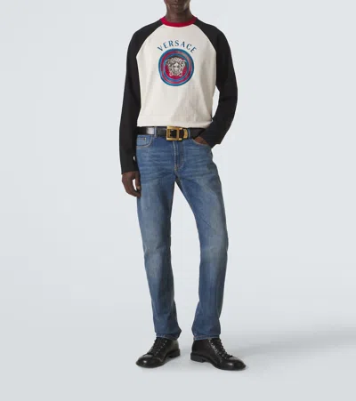 Versace Printed Cotton-jersey Regular T-shirt In Multi