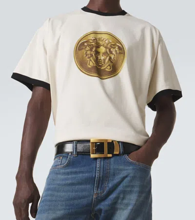 Versace Printed Cotton-jersey Regular T-shirt In Animal Print