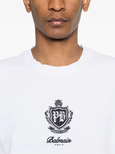 Balmain University Contrast T-shirt In White