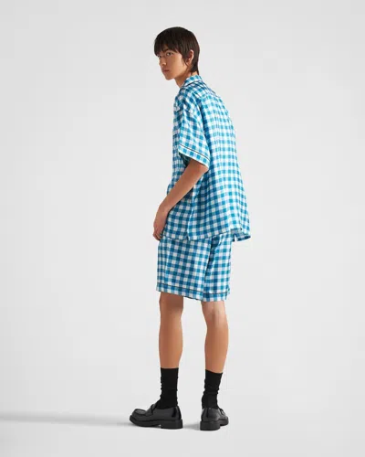 Prada Silk Bermudas In Blue
