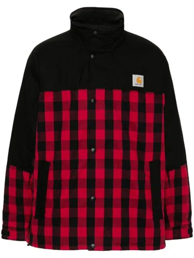 Junya Watanabe Check Pattern Jacket With Frontal Zip And Snap Button Closure In Red