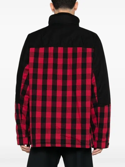 Junya Watanabe Check Pattern Jacket With Frontal Zip And Snap Button Closure In Red