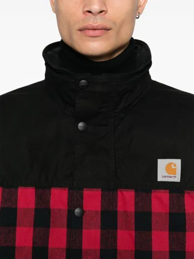 Junya Watanabe Check Pattern Jacket With Frontal Zip And Snap Button Closure In Red