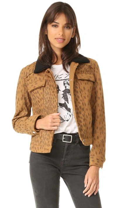 Laveer Wooly Collar Weekend Jacket In Leopard