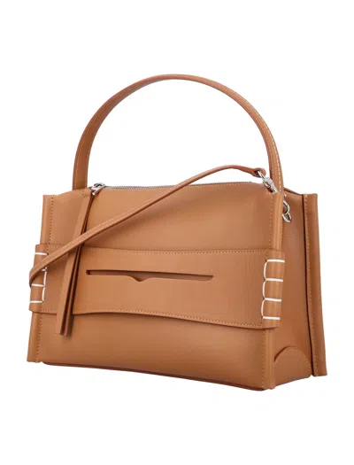 Jw Anderson Loafer Leather Shoulder Bag With Detachable Strap In Brown