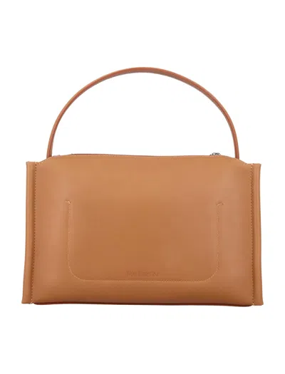 Jw Anderson Loafer Leather Shoulder Bag With Detachable Strap In Brown