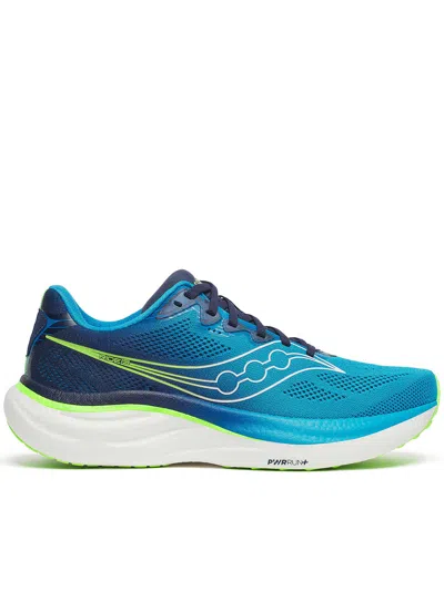 Saucony Breathable Blue Running Sneakers With Neon Accents