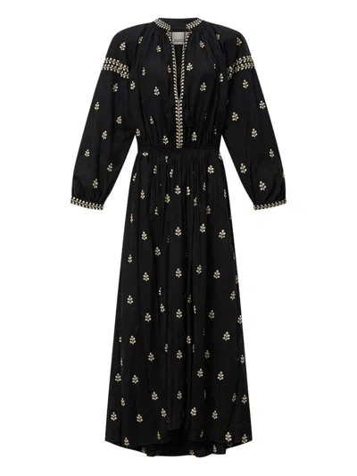 Isabel Marant Rodilia Silk Long Dress In Black