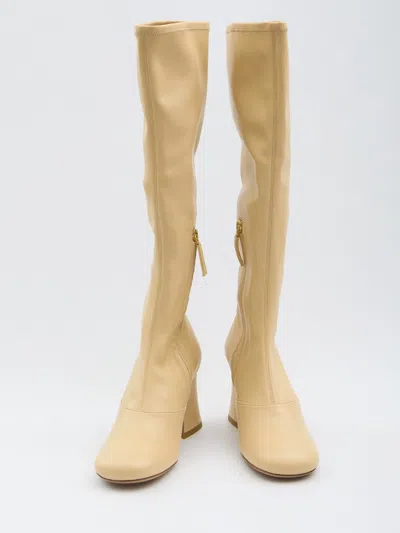 Chloé Chloe Women Cream Synthetic Leather Janis Boots In Neutral