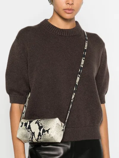 Khaite Mini Kye Snakeskin Embossed Leather Crossbody Bag In Burgundy