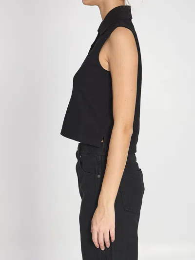 Saint Laurent Cassandre Polo Shirt In Cotton Piqu In Black
