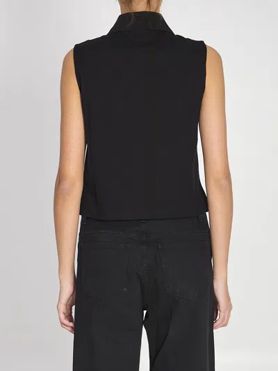 Saint Laurent Cassandre Polo Shirt In Cotton Piqu In Black