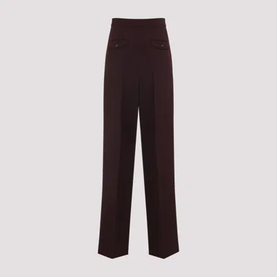 Chloé Suits Pant With Waist Pleats Trousers Bordeaux In Burgundy