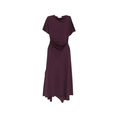 Victoria Beckham Womens Blackcurrant Cap-sleeve Draped Satin Midi Dress In Purple