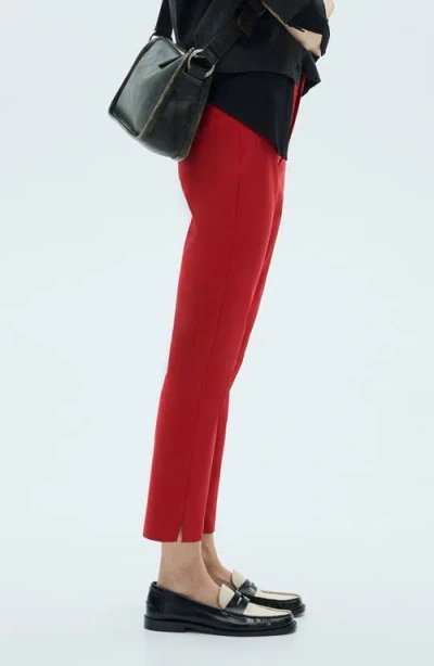 Mango Straight Leg Ankle Pants In Red