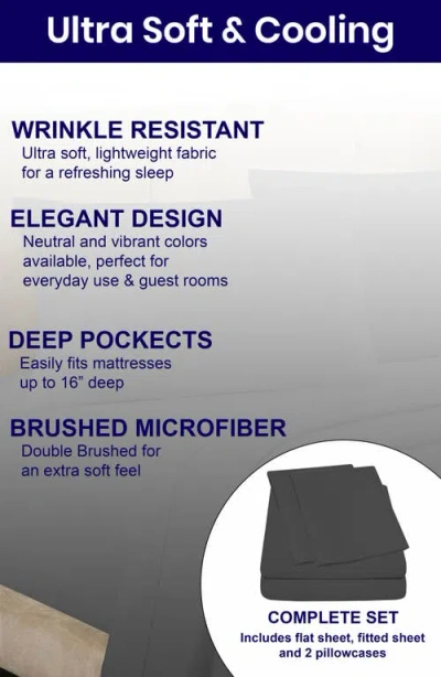 Luxury Home Deep Pocket Microfiber Sheet Set In Gray