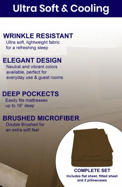 Luxury Home Deep Pocket Microfiber Sheet Set In Brown