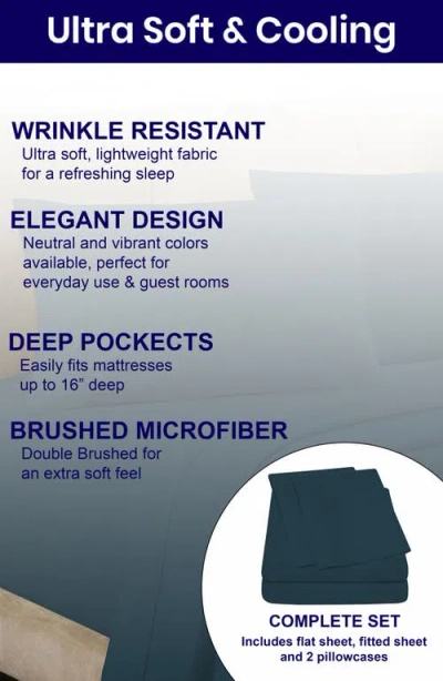 Luxury Home Deep Pocket Microfiber Sheet Set In Blue