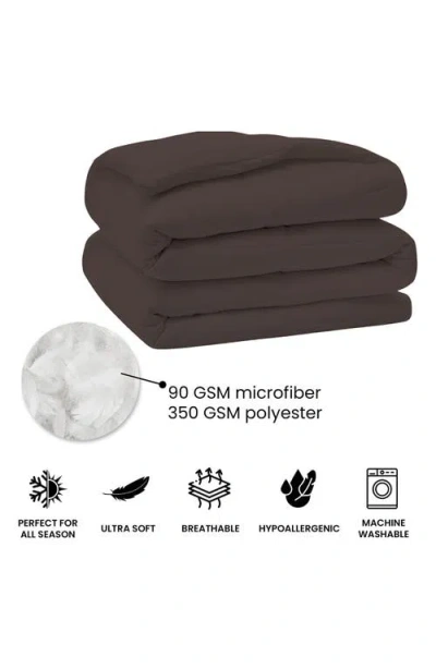 Luxury Home Solid White Microfiber Comforter In Brown