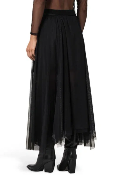 Allsaints Vashtie Mixed Lace Handkerchief Hem Skirt In Black