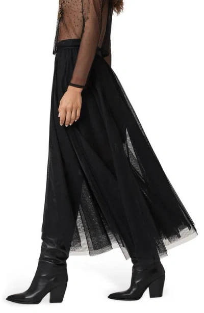 Allsaints Vashtie Mixed Lace Handkerchief Hem Skirt In Black