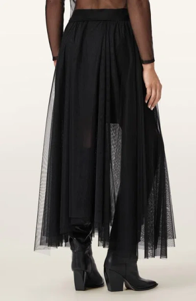Allsaints Vashtie Mixed Lace Handkerchief Hem Skirt In Black