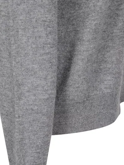The Row Nian Long Sleeve Top Ribbed V Neckline In Gray