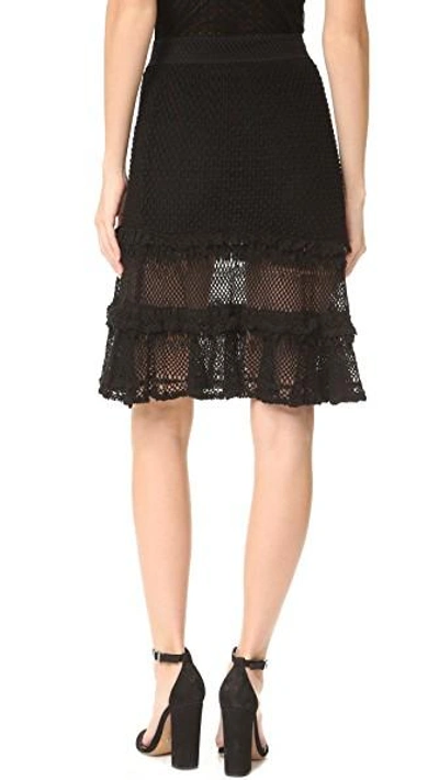 Shop Jonathan Simkhai Ruffle Crochet Layered Skirt In Black