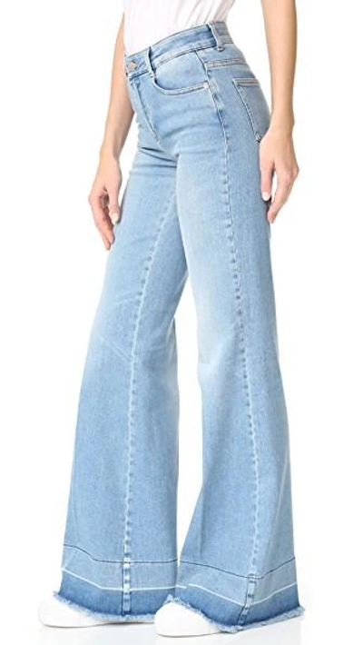 Shop Stella Mccartney Denim Trousers In Light Blue