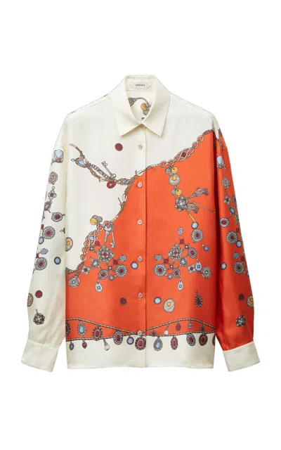 Versace Informal Shirt Silk Twill Print Stolen Jewels In Multi