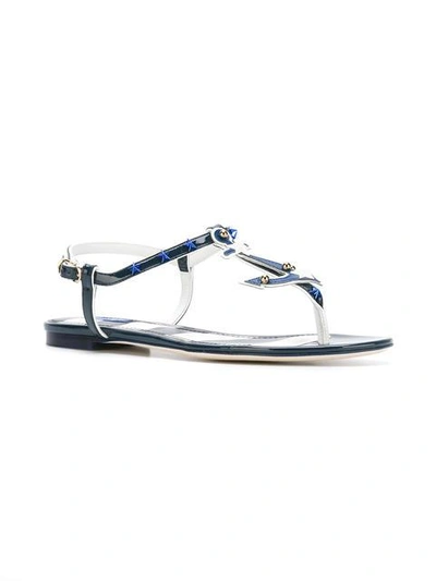 Shop Dolce & Gabbana Nautical Flat Sandals In Blue