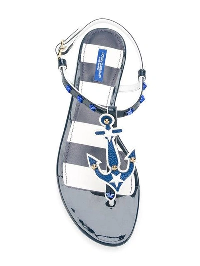 Shop Dolce & Gabbana Nautical Flat Sandals In Blue