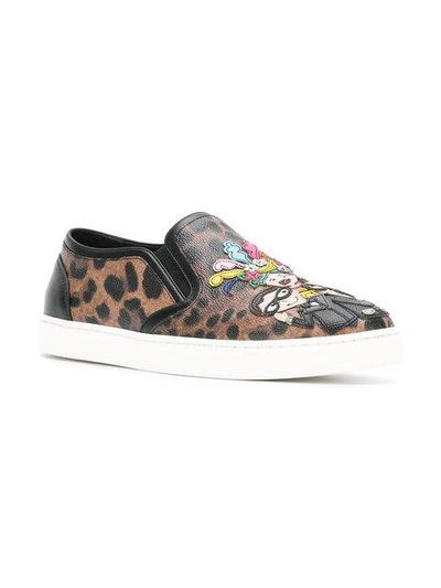 Shop Dolce & Gabbana London Slip-on Sneakers In Brown